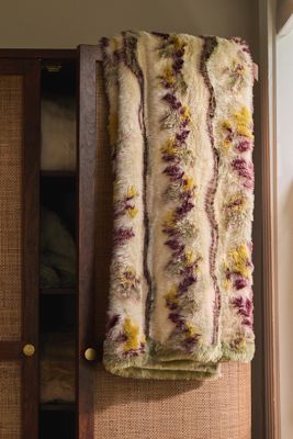 Bristol Jacquard Floral Faux Fur Throw