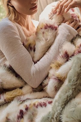 Bristol Jacquard Floral Faux Fur Throw