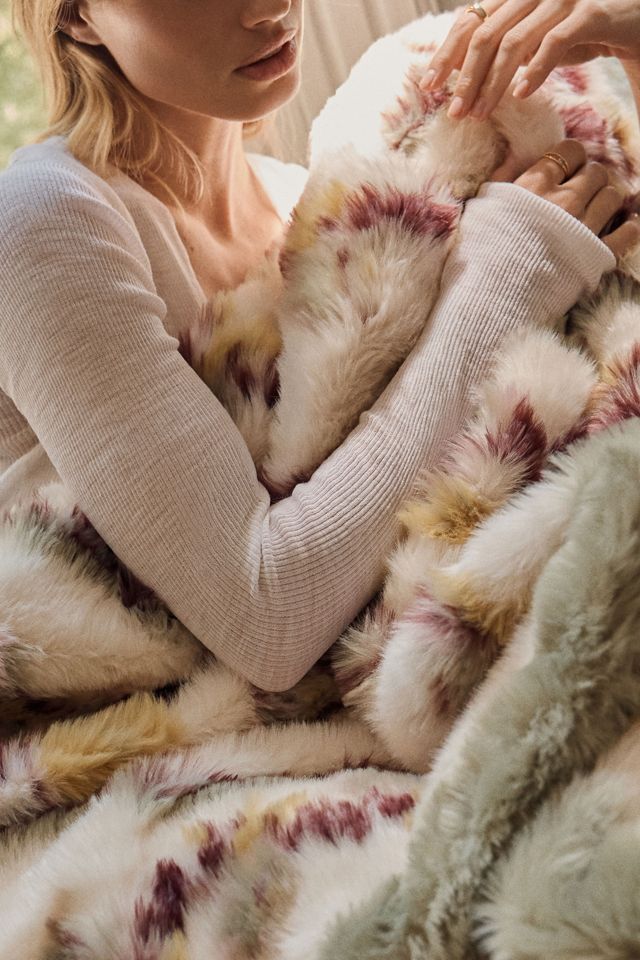 Bristol Jacquard Floral Faux Fur Throw #2