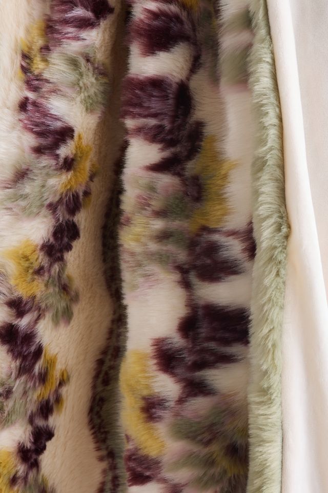 Bristol Jacquard Floral Faux Fur Throw #1