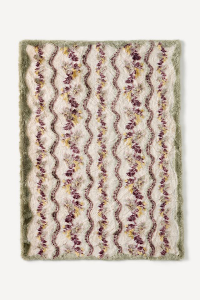 Bristol Jacquard Floral Faux Fur Throw #2