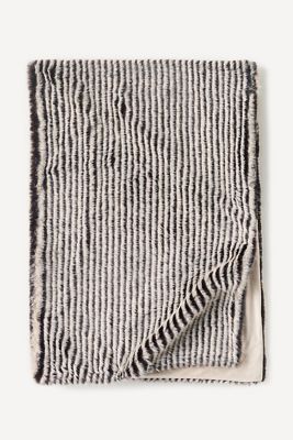 Striped Jacquard Faux Fur Throw