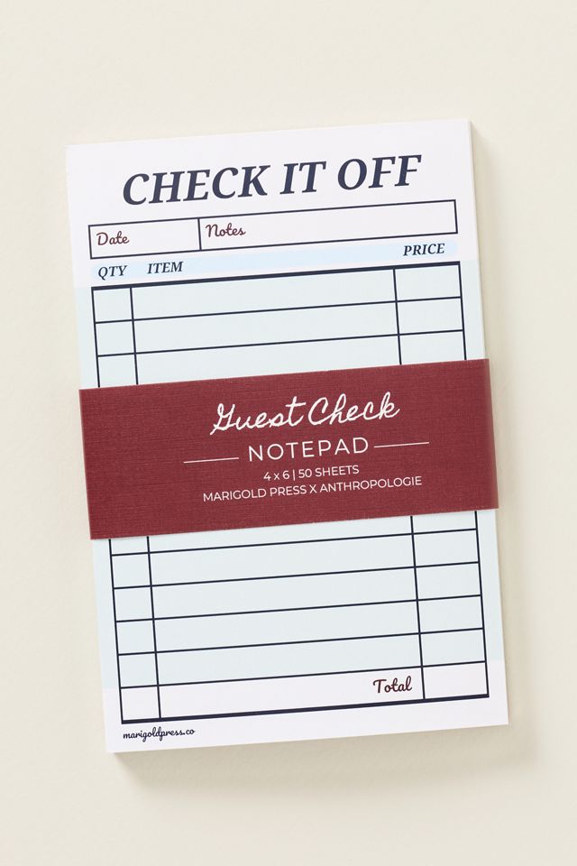 Anthropologie X Marigold Press Guest Check Notepad #1