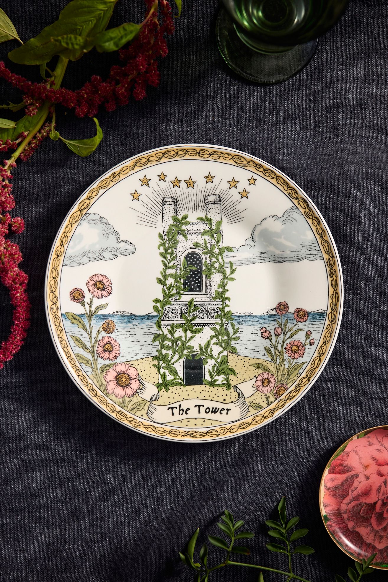 Tarot Stoneware Plate - The Tower, One Size