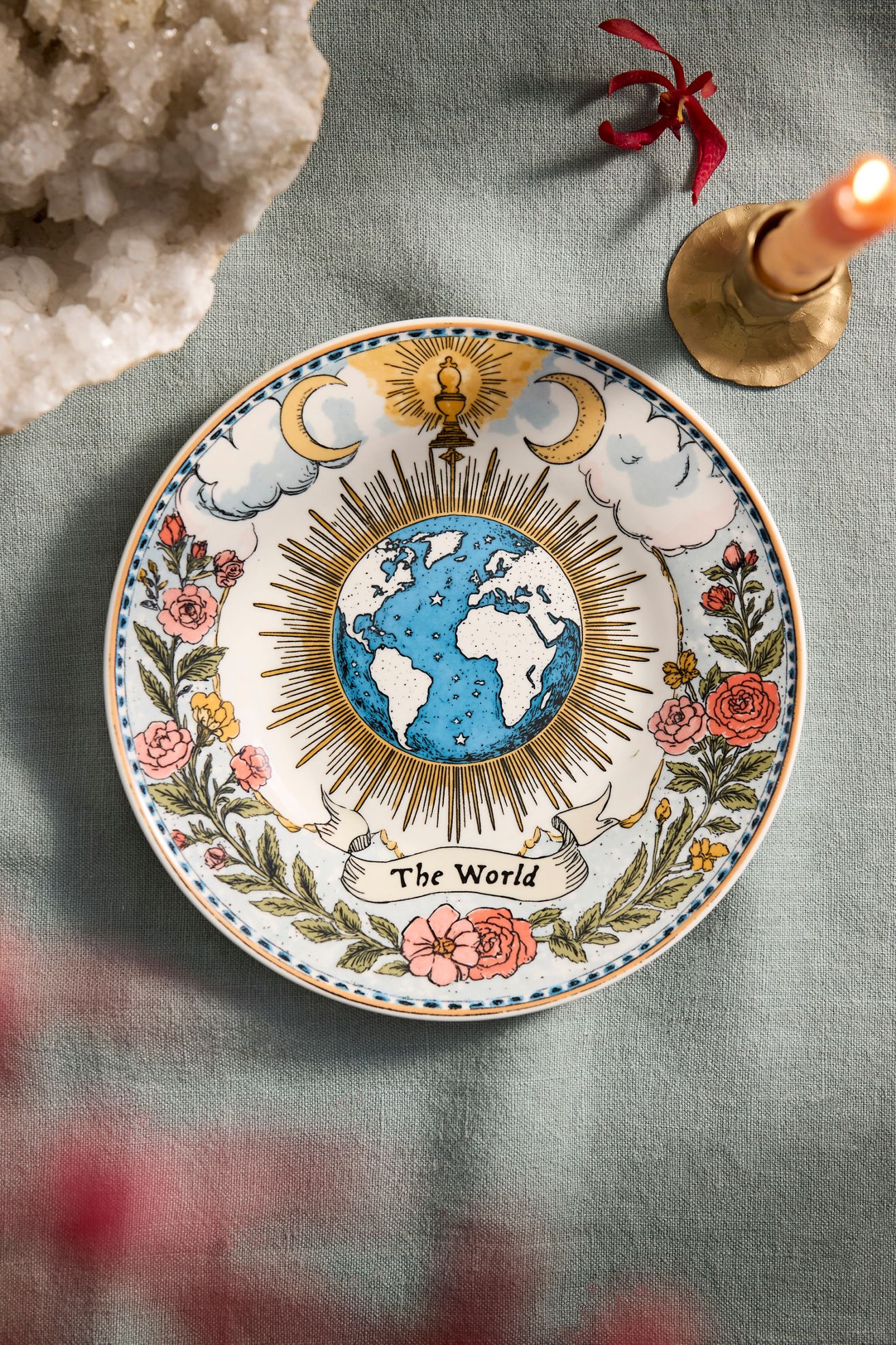 Tarot Stoneware Plate - The World, One Size