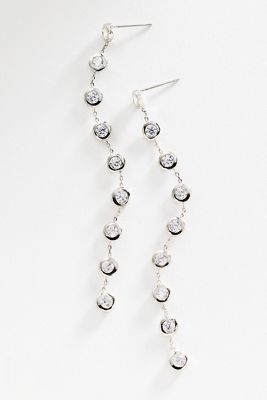 Bezel Crystal Drop Earrings