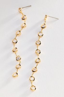 Bezel Crystal Drop Earrings