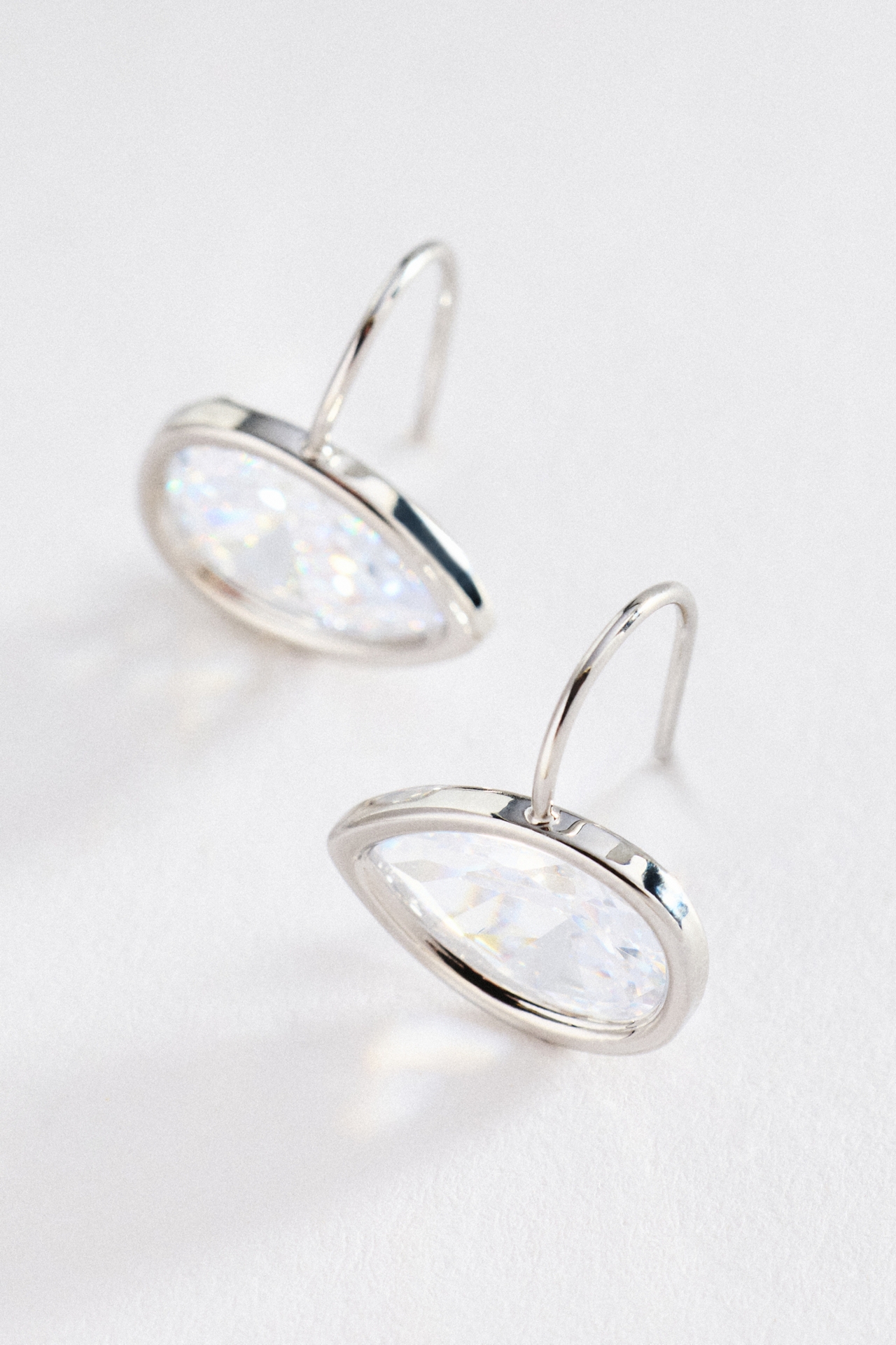 Pear Crystal French Hook Earrings