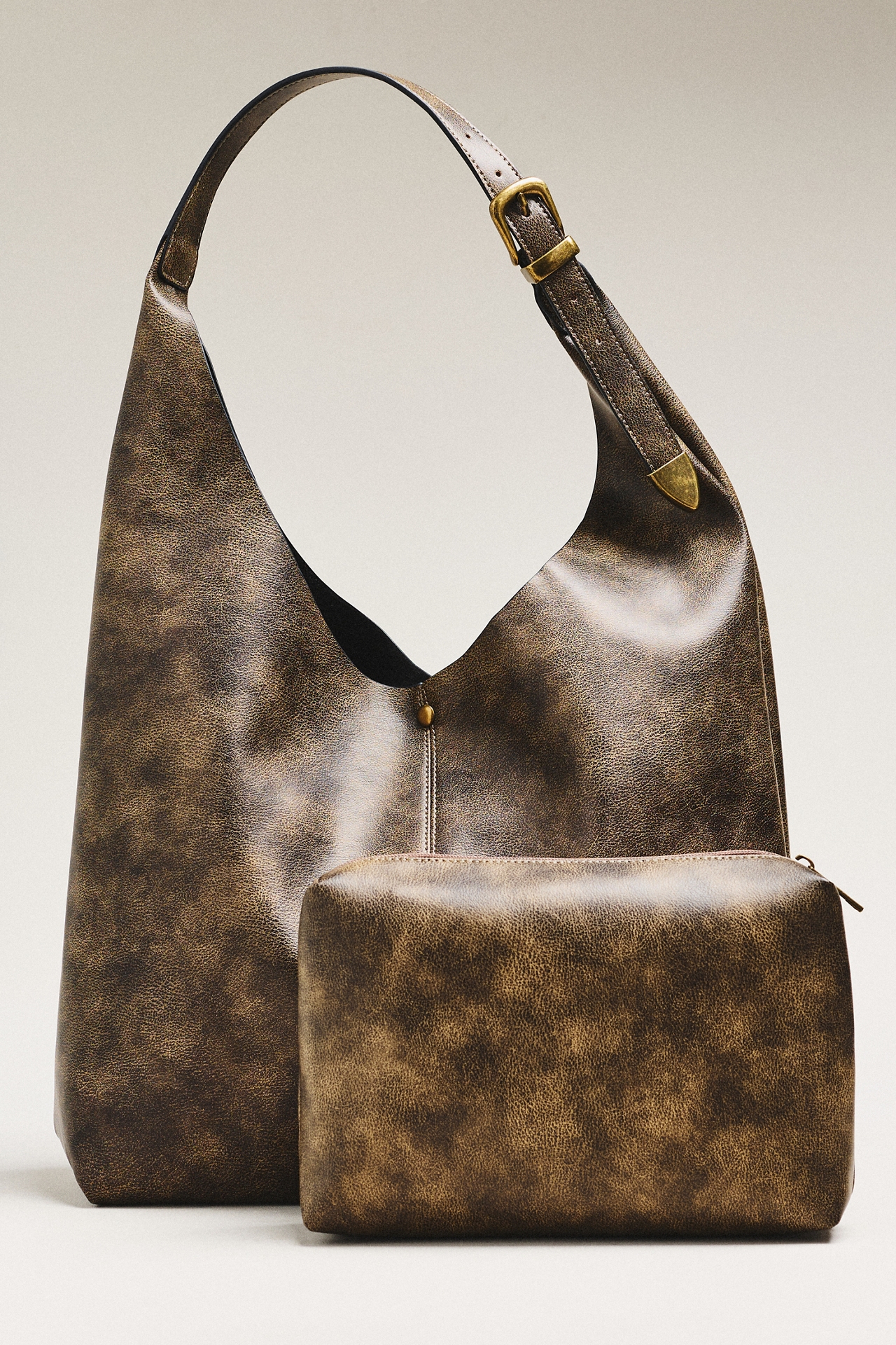 By Anthropologie Love Knot Burnished Buckle Slouchy Bag