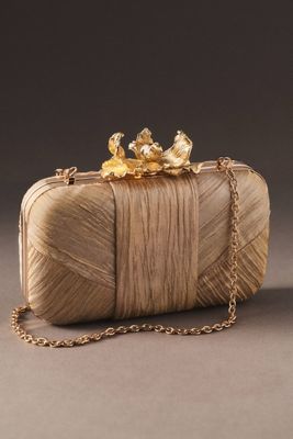 Jewel Badgley Mischka Leilani Gold Lamé Minaudiere Clutch Bag