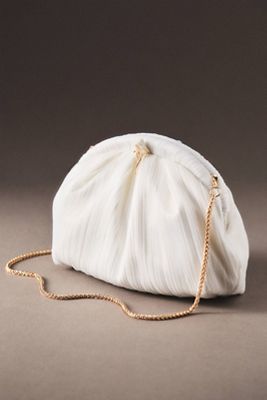 Jewel Badgley Mischka Vale Mini Pleated Pouch Clutch with Bow Charm