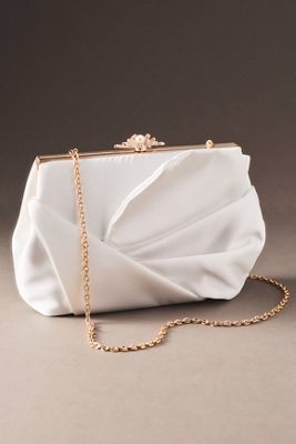 Jewel Badgley Mischka Caroline Satin Origami Pouch Clutch Bag