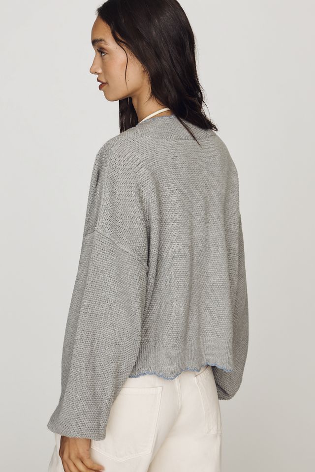 By Anthropologie Waffle-Knit Scalloped Cardigan #2