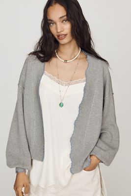 By Anthropologie Waffle-Knit Scalloped Cardigan