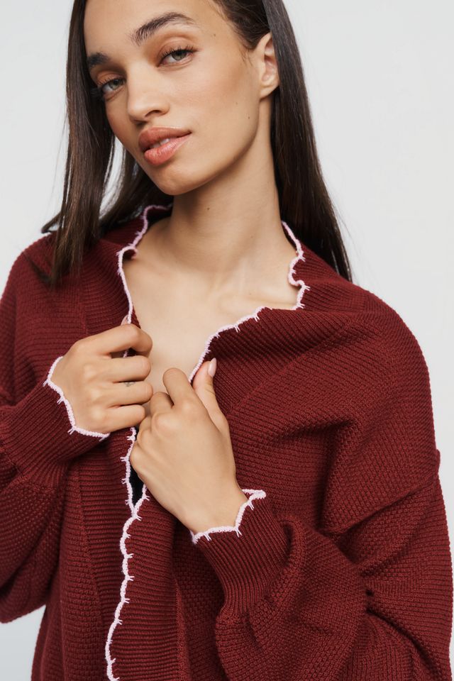 By Anthropologie Waffle-Knit Scalloped Cardigan #1
