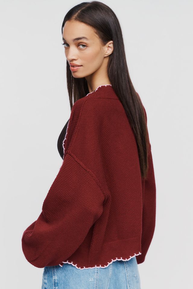 By Anthropologie Waffle-Knit Scalloped Cardigan #2