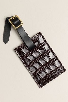 Clare V. Leather Embossed Luggage Tag