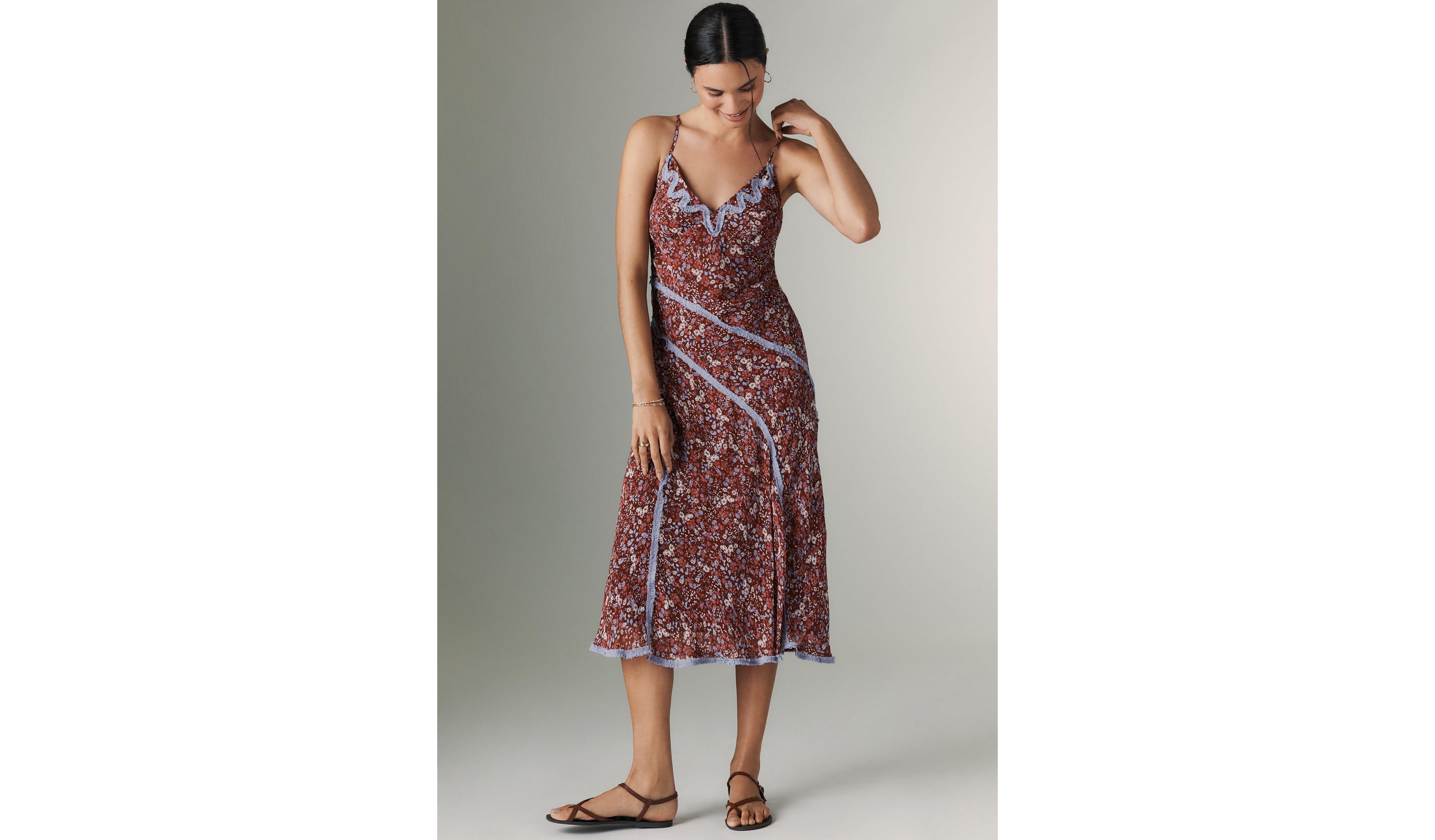 Sleeveless Appliqué Slip Midi Dress