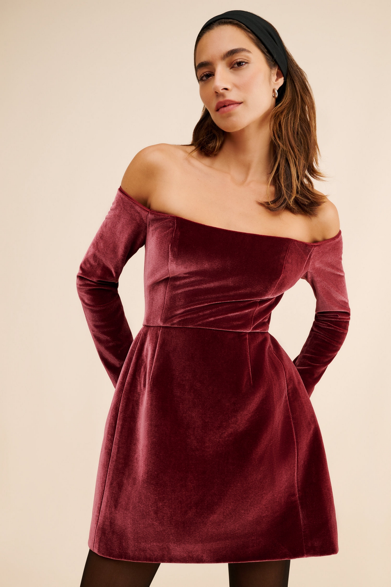 Hutch Off-The-Shoulder Velvet Mini Dress
