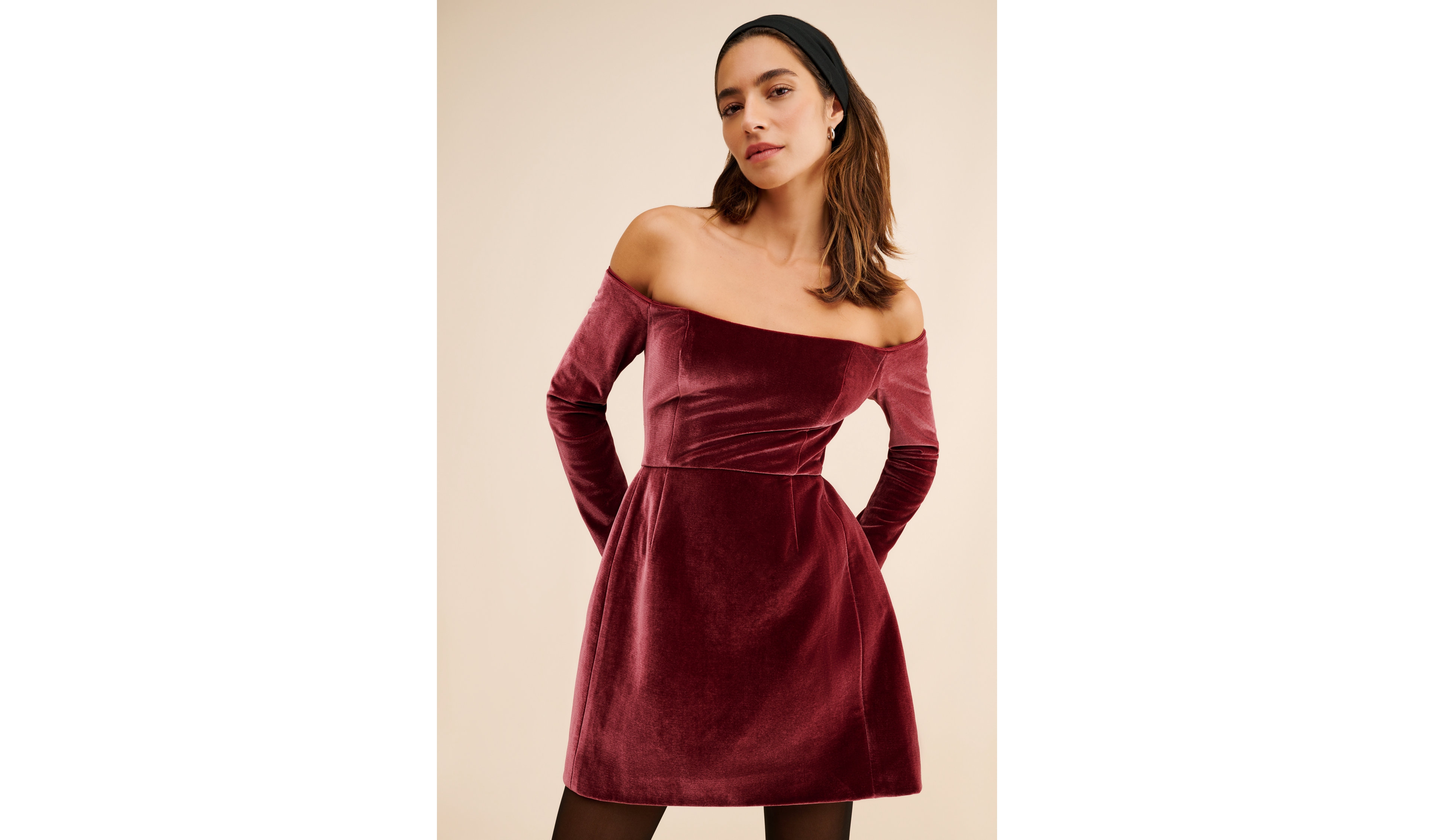 Hutch Off-The-Shoulder Velvet Mini Dress