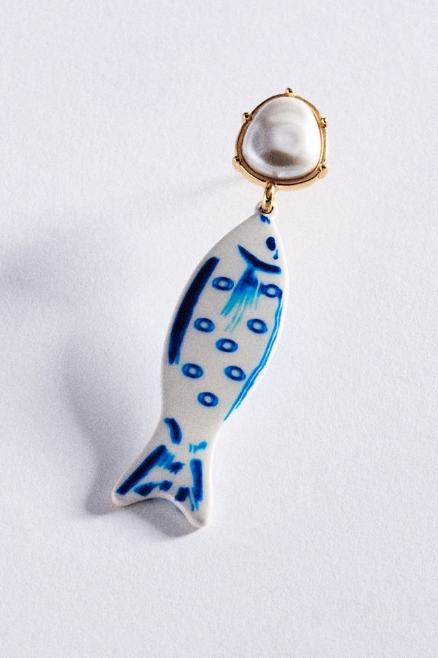 Ceramic Fish Drop Earrings #1
