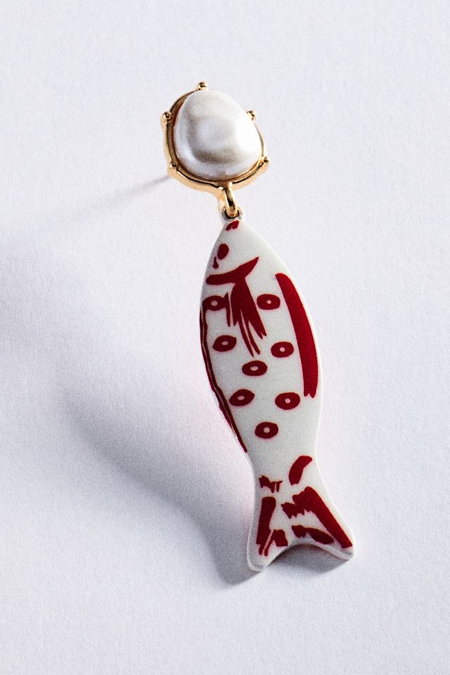 Ceramic Fish Drop Earrings #1