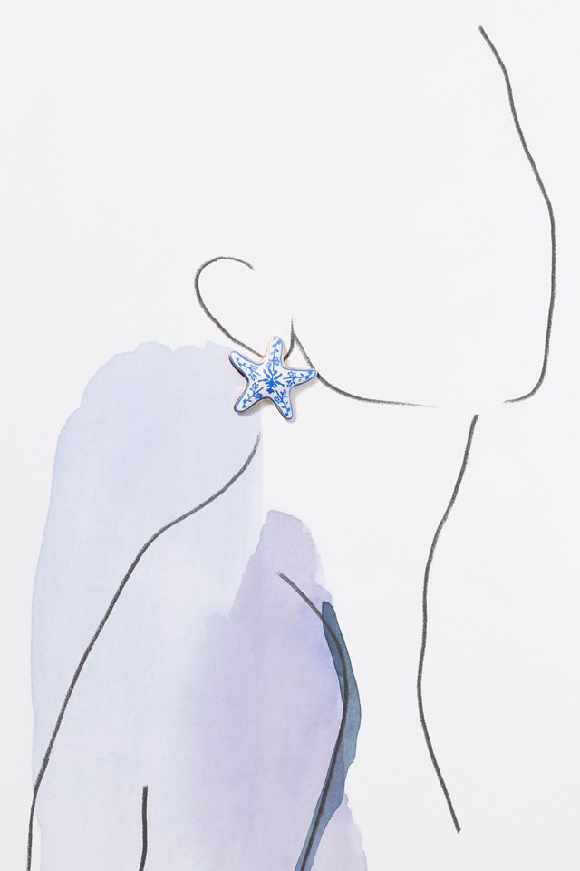 Ceramic Star Post Earrings #2
