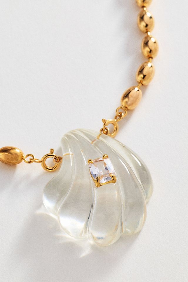 Clear Shell Pendant Necklace #3
