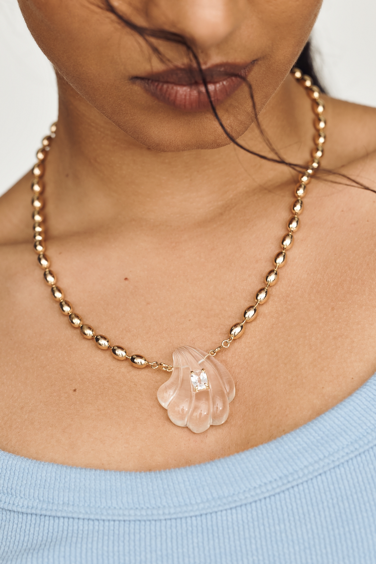 Clear Shell Pendant Necklace