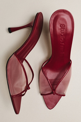 Studio Amelia Jacques 90 Stilleto Mules In Red