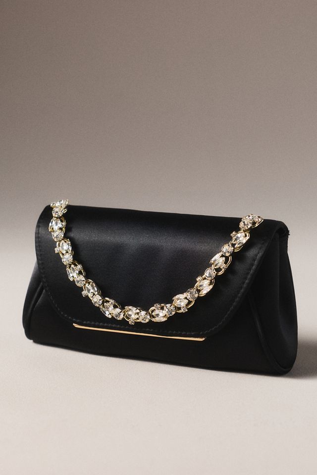 Badgley Mischka Seraphina Satin Clutch with Crystal Handslip #1