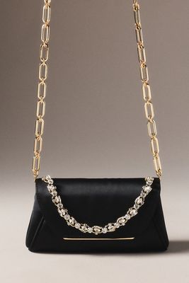 Badgley Mischka Seraphina Satin Clutch with Crystal Handslip