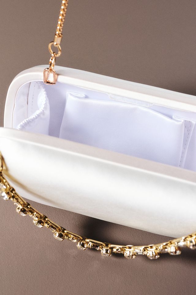 Badgley Mischka Celestine Satin Minaudiere with Crystal Necklace Handslip #1