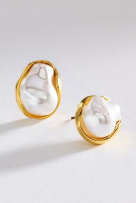 Organic Pearl Post Earrings