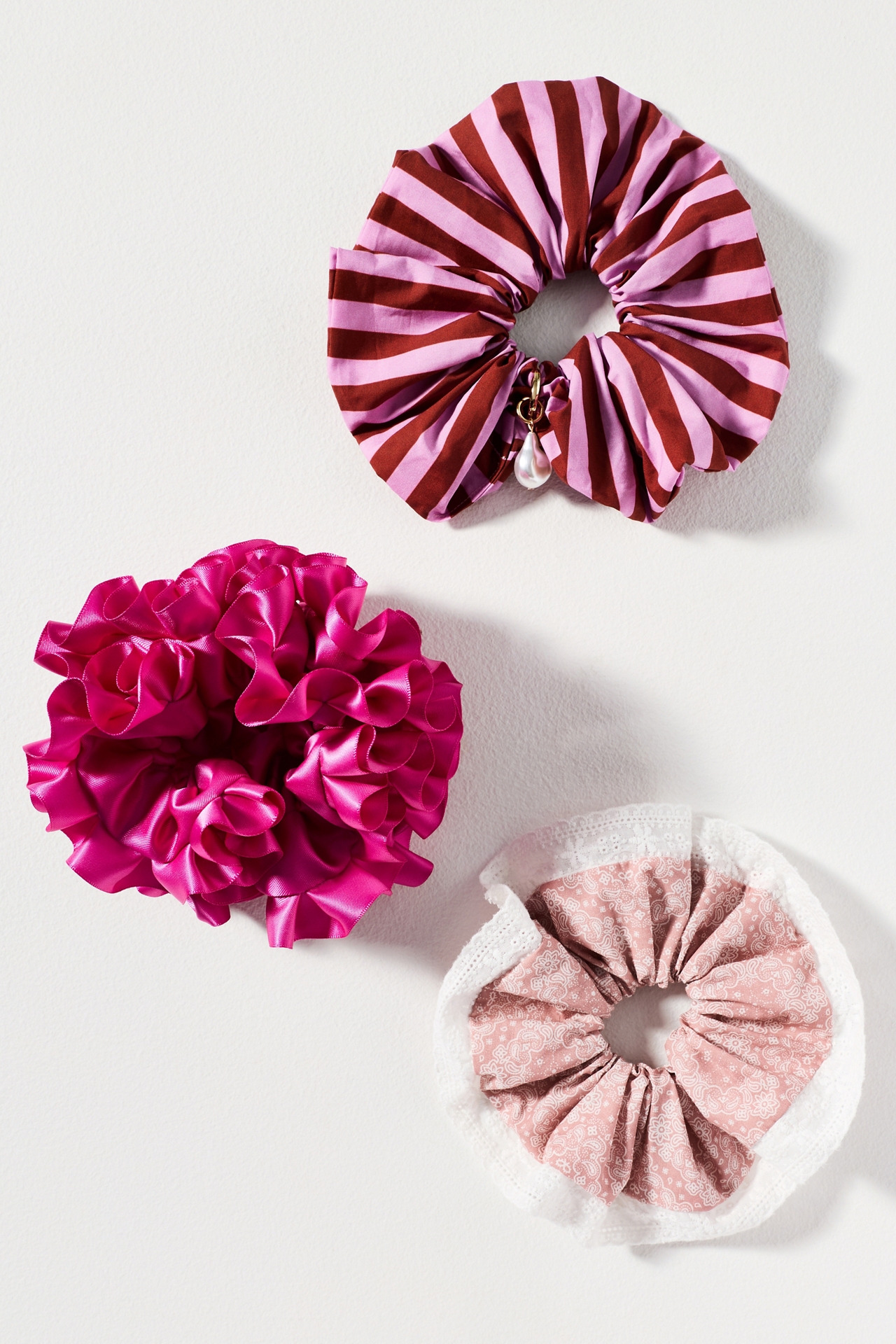 Textured Scrunchies, Set of 3