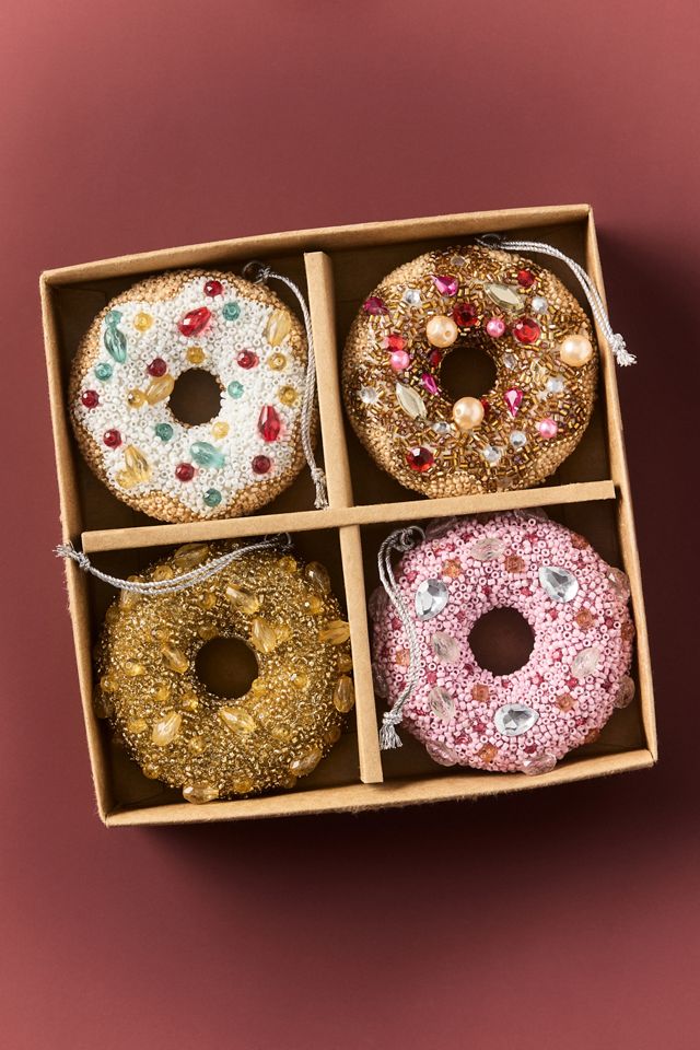Beaded Donut Ornaments, Set of 4 #1