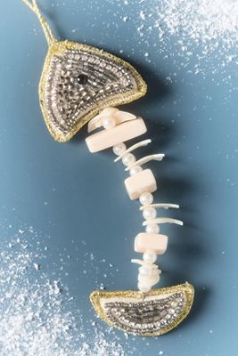Beaded Hanging Fish Bone Ornament