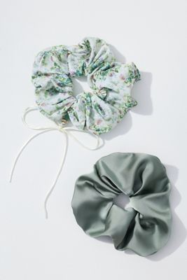 Floral Gem Scrunchies, Set of 2