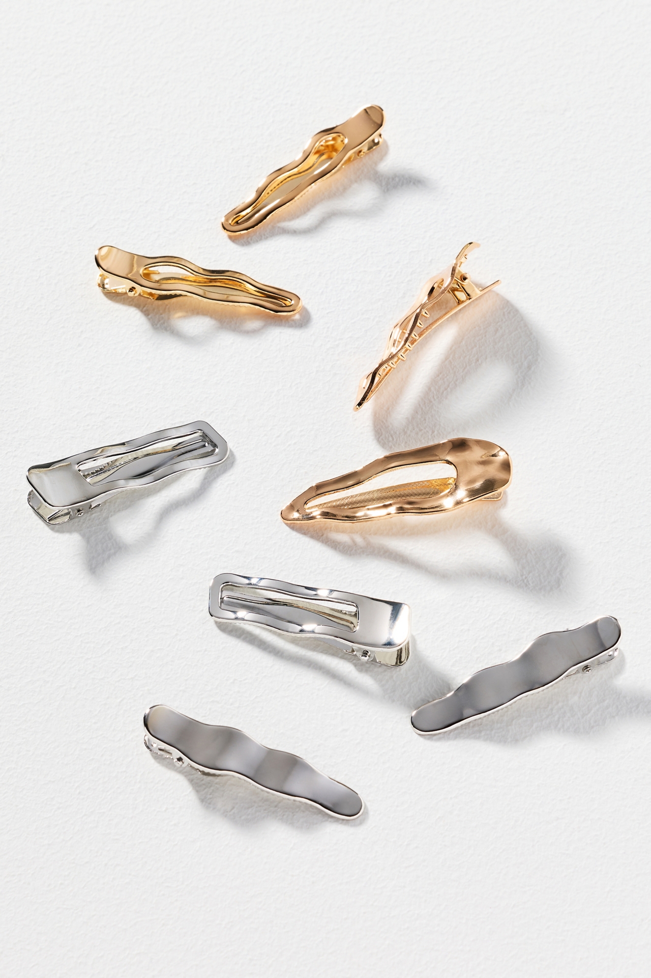 Textured Metal Hair Clips, Set of 5