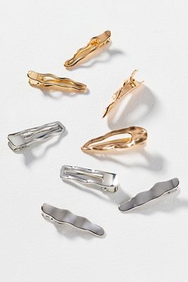 Textured Metal Hair Clips, Set of 5