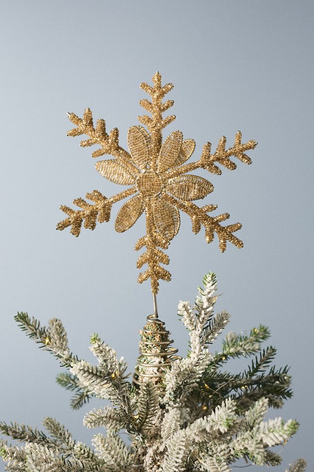 Snowflake Beaded Metal Tree Topper #1