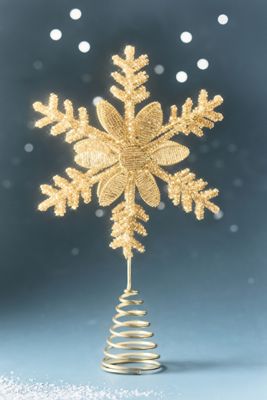 Snowflake Beaded Metal Tree Topper