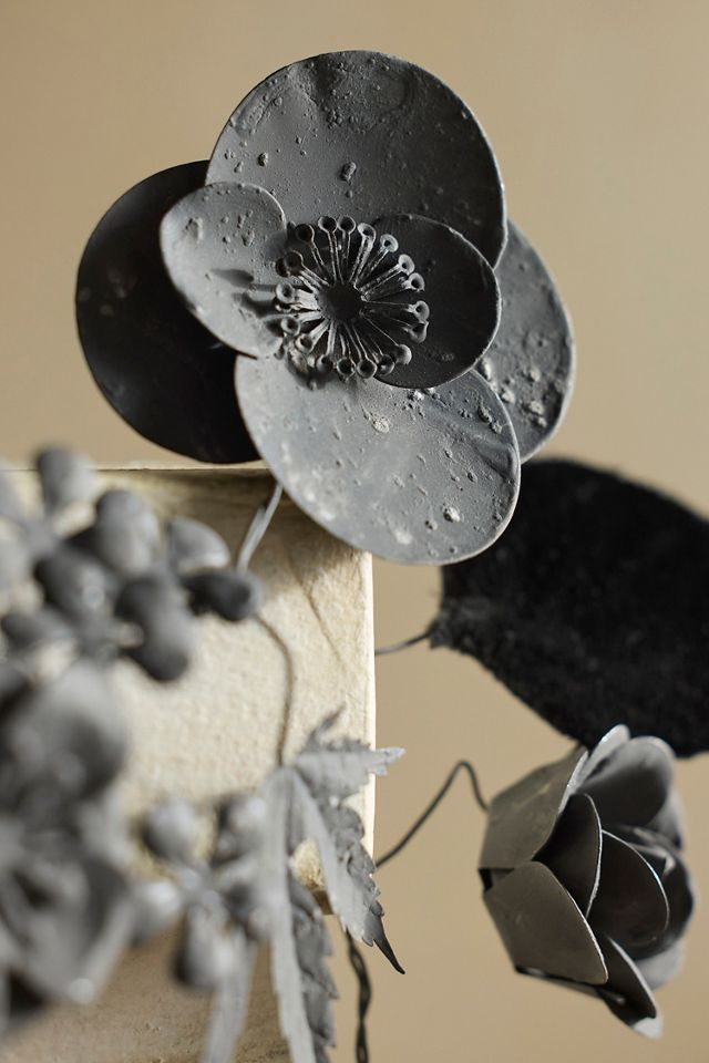 Black Velvet + Iron Floral Garland | Anthropologie
