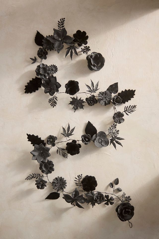 Black Velvet + Iron Floral Garland | Anthropologie