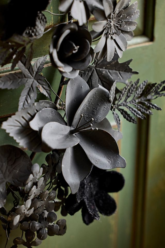 Black Velvet + Iron Floral Wreath #1