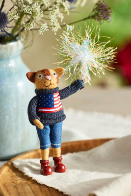 Terrain Sparkler Cat Felt Critter In Multi