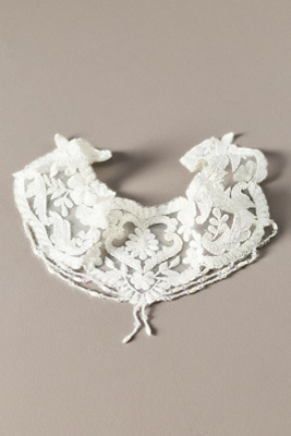 Enaura Embroidered Beaded Choker Necklace In White