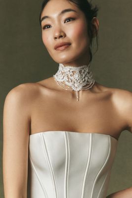Enaura Embroidered Beaded Choker Necklace