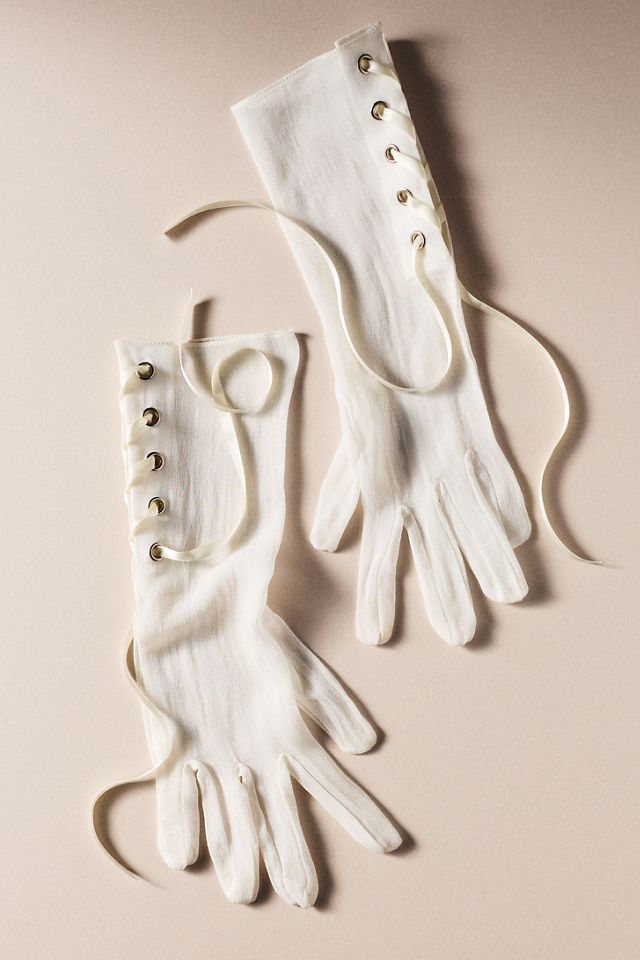 Enaura Contemp Silk Lace-Up Sheer Gloves #2