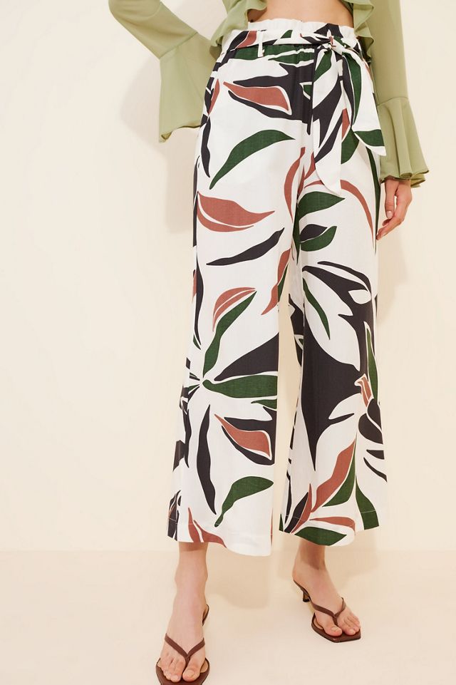 Little Lies Palm Print Linen Blend Pants #3